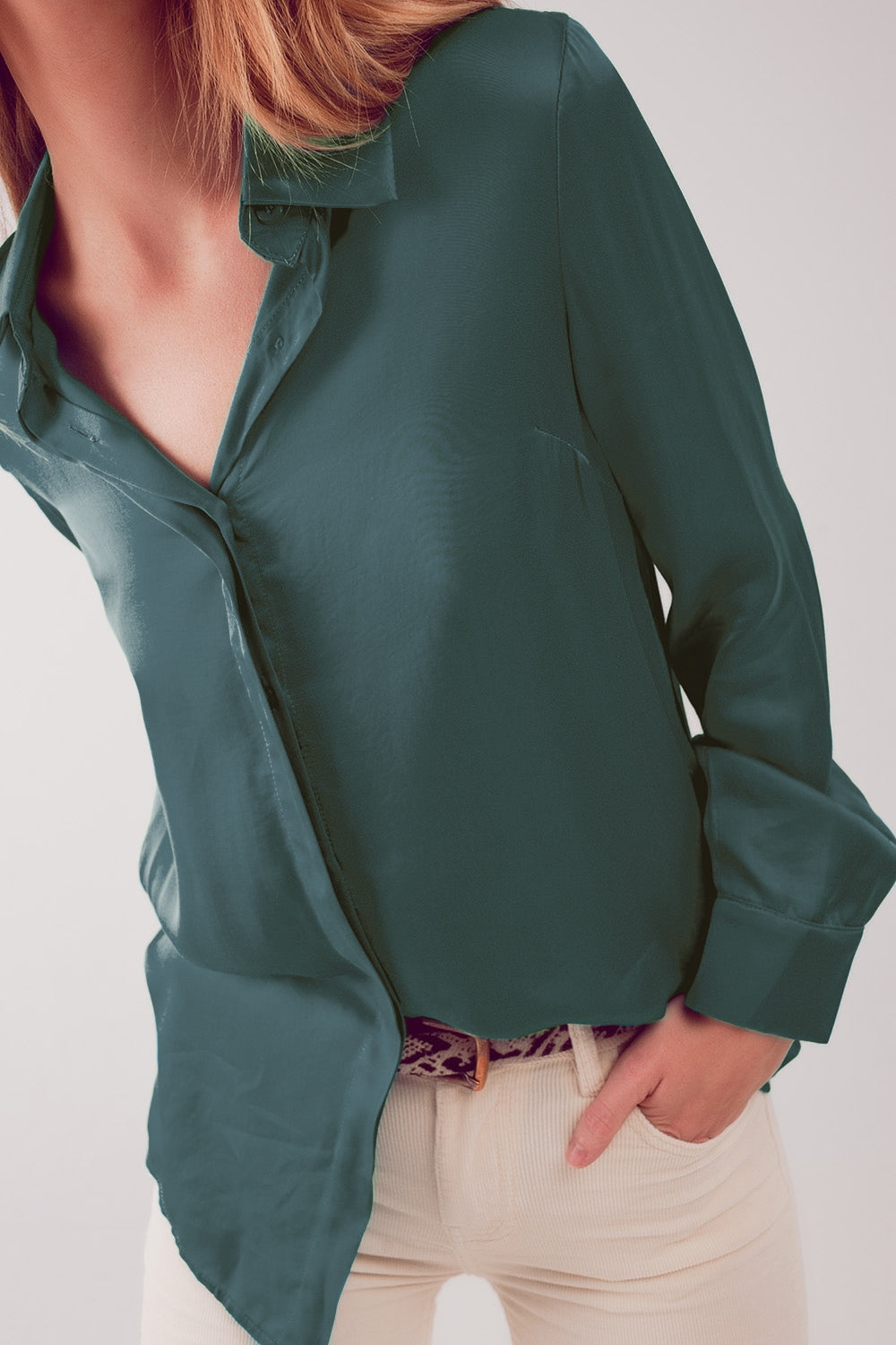 Satin shirt in green Q2 Shirts BoutiqueLua