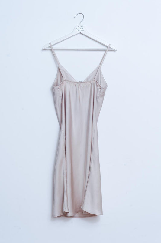 Satin short slip dress in beige - Dresses