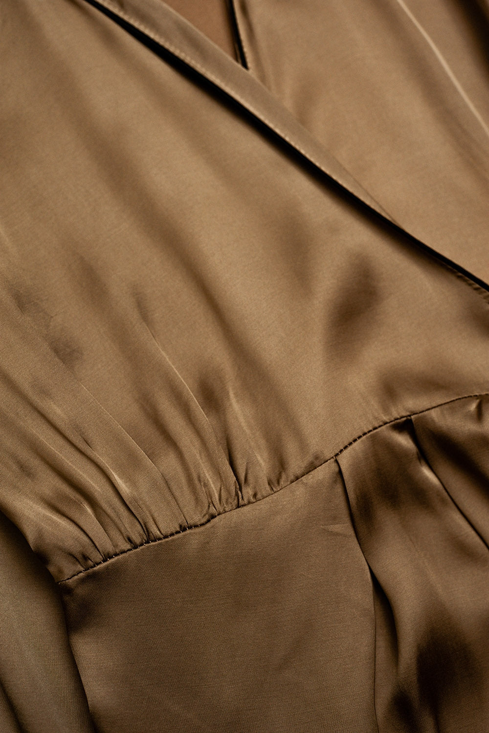 Satin wrap front maxi dress in beige satin - Dresses