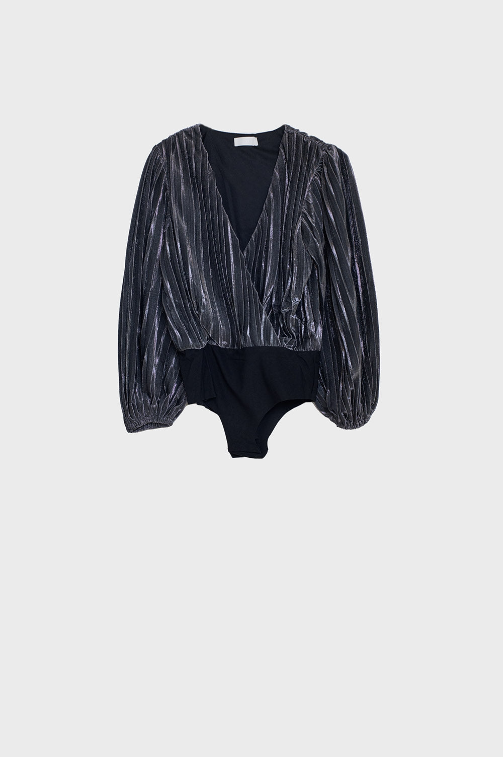 Shiny Glitter Body with Deep V-Neck in Silver Q2 Tops BoutiqueLua