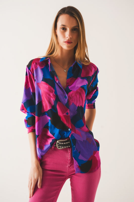 Shirt in purple floral print - Shirts