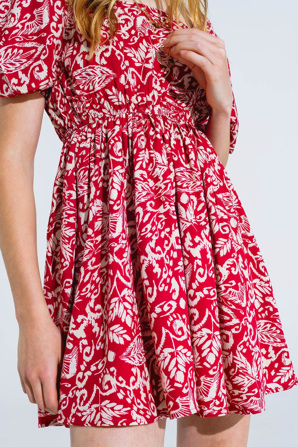 short floral print dress with gathered back Q2 Dresses BoutiqueLua