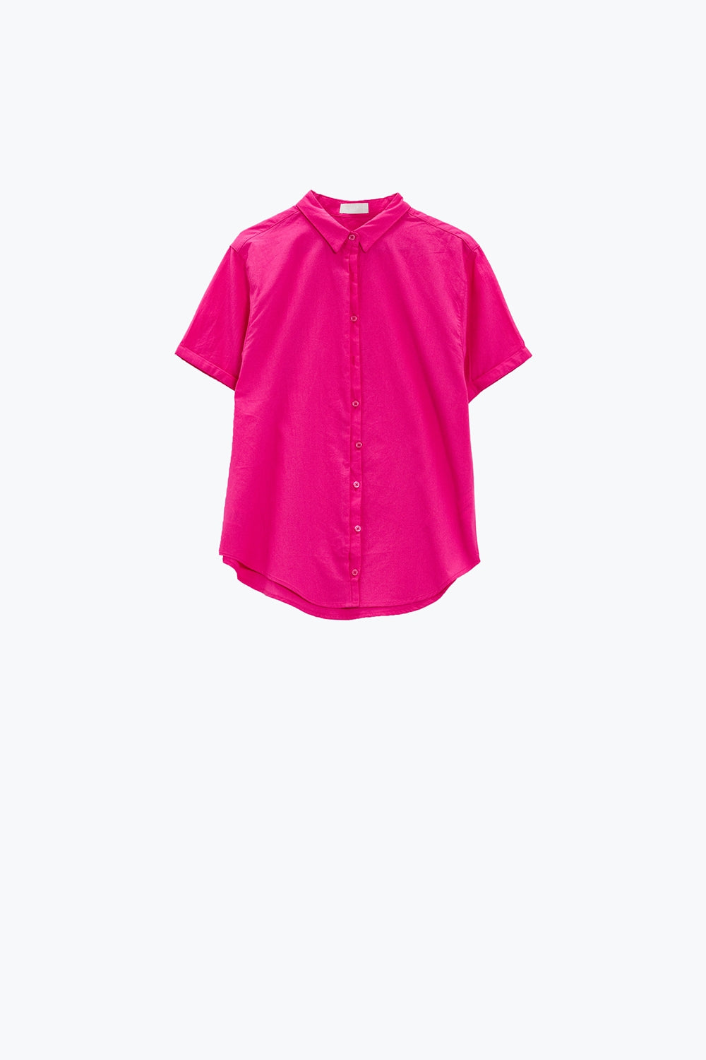 Short Sleeve Relaxed Button Up Shirt in Fuchsia - Shirts