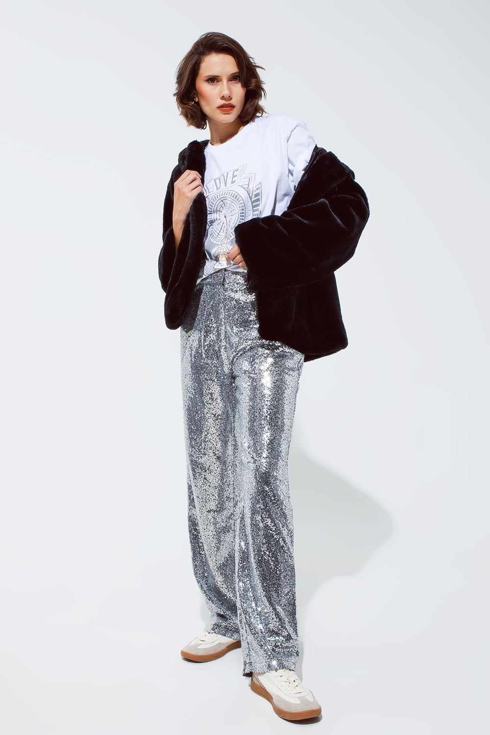 Silver sequin trouser Q2 Pants BoutiqueLua