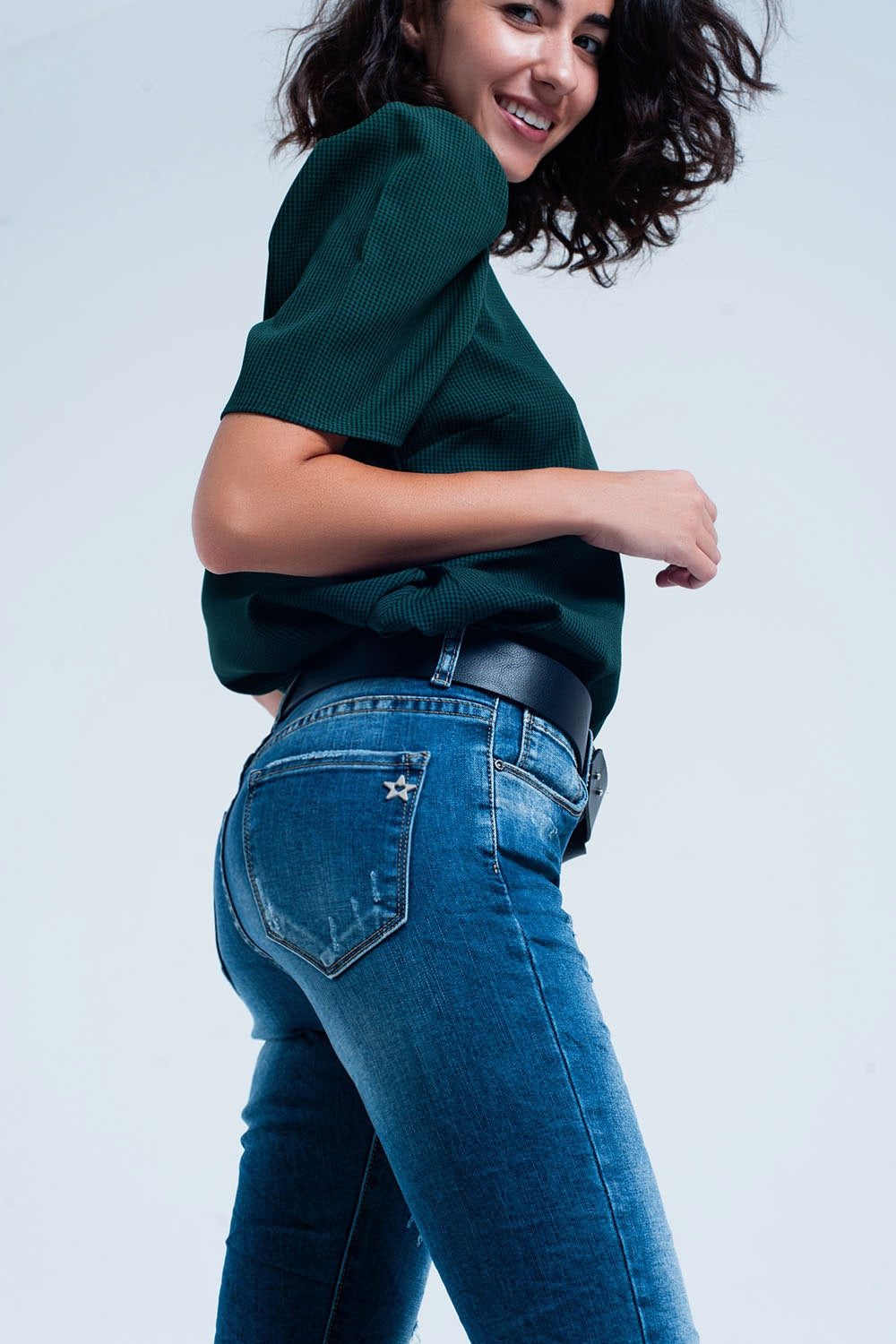 Skinny Blue jeans with rips Q2 Jeans BoutiqueLua