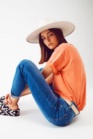 jeans skinny com lavagem média