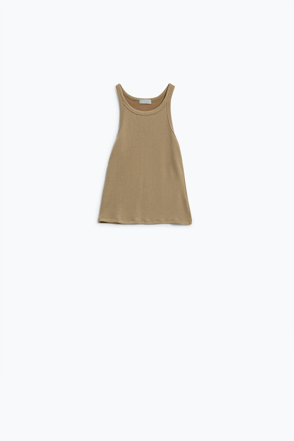 Sleeveless beige Top With Ribbed Details Q2 Tops BoutiqueLua