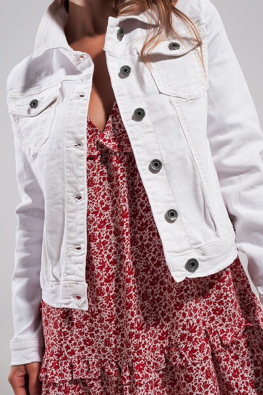 Slim denim trucker jacket in white - Jackets