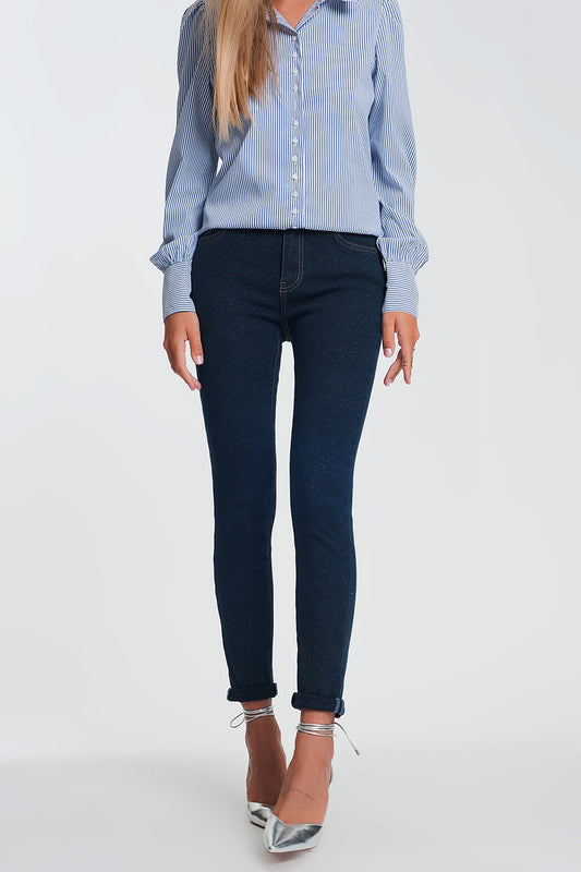 Sparkley high waist jeans in dark wash - Jeans