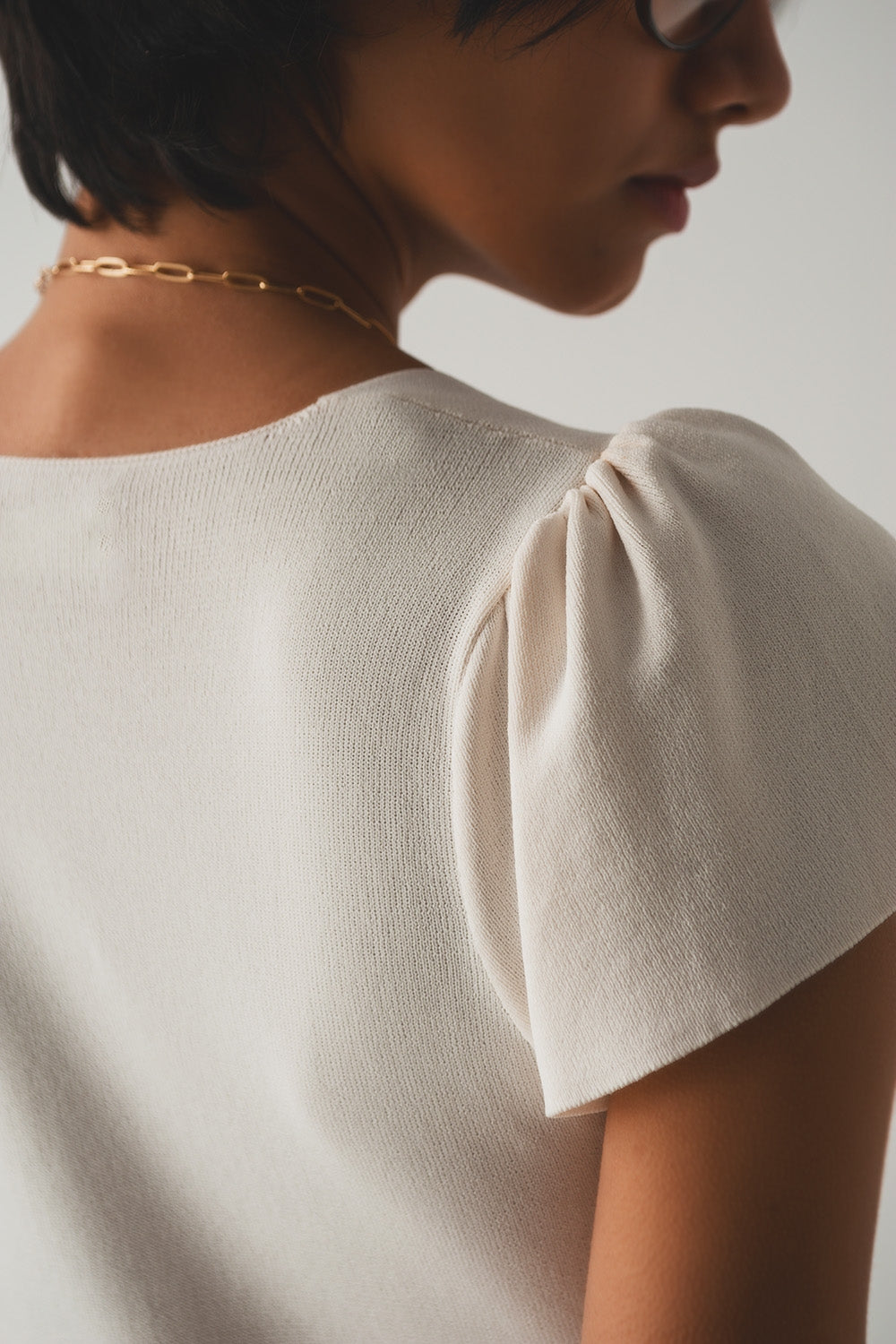 square neck puff sleeve sweater in cream Q2 Sweaters BoutiqueLua