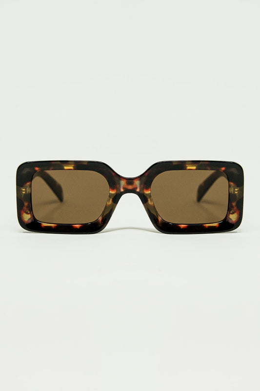 square sunglasses with brown abstract print - Sunglasses