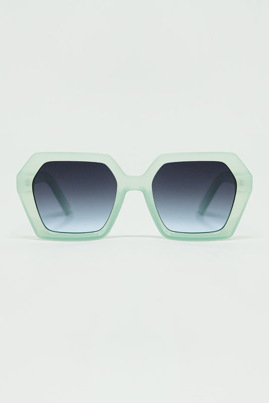Squared green Aqua color Mirage Sunglasses - Sunglasses