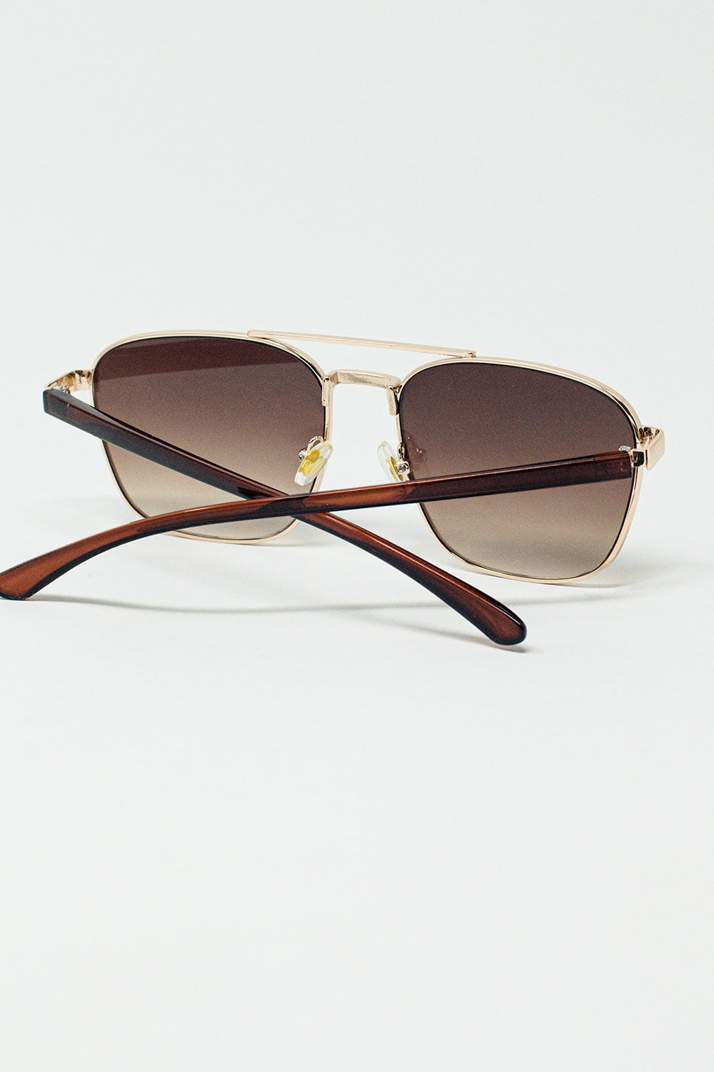 Squared Metal Sunglasses in Brown Smoke Lens - Sunglasses