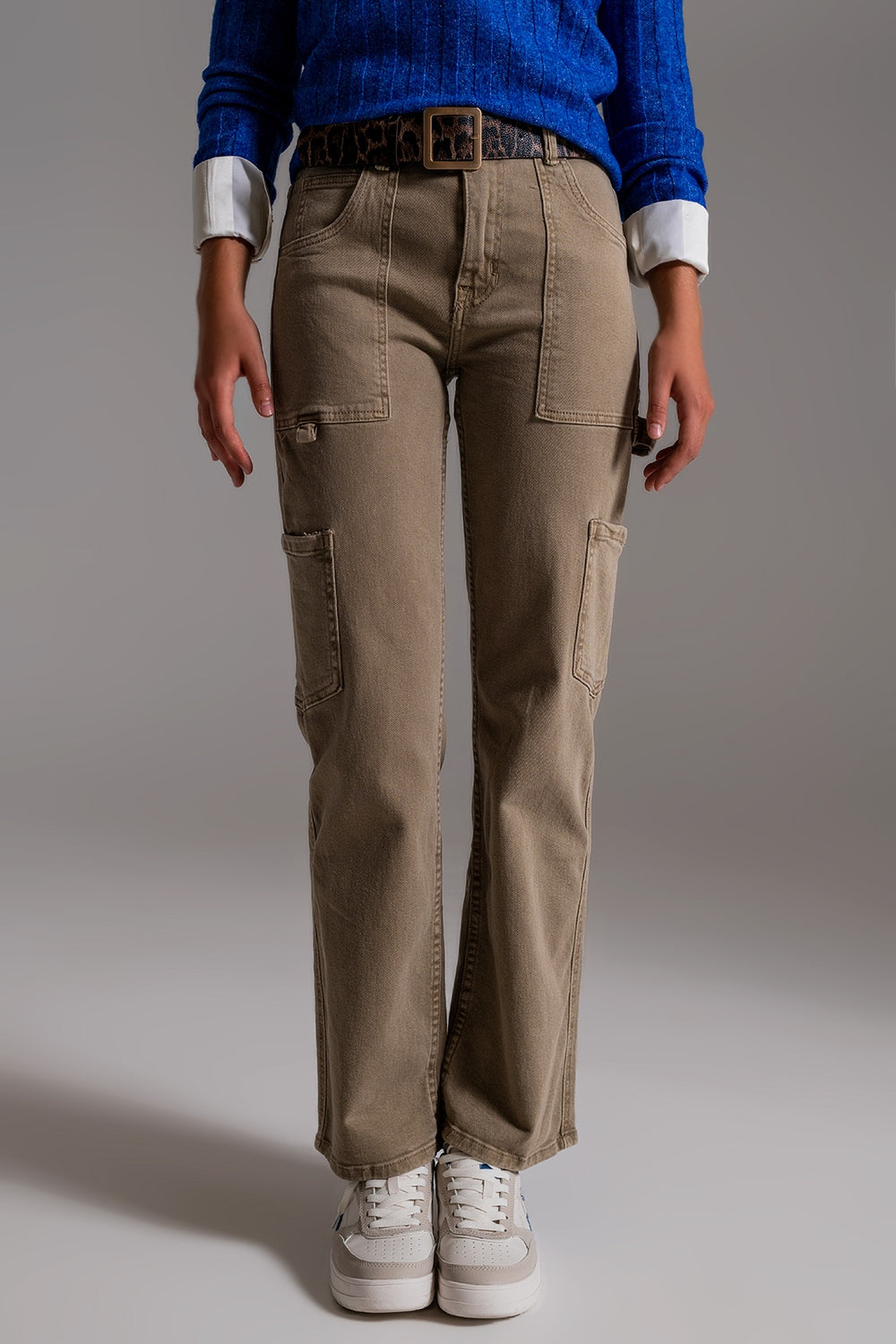 Straight Leg Cargo Pants in brown beige - Trousers