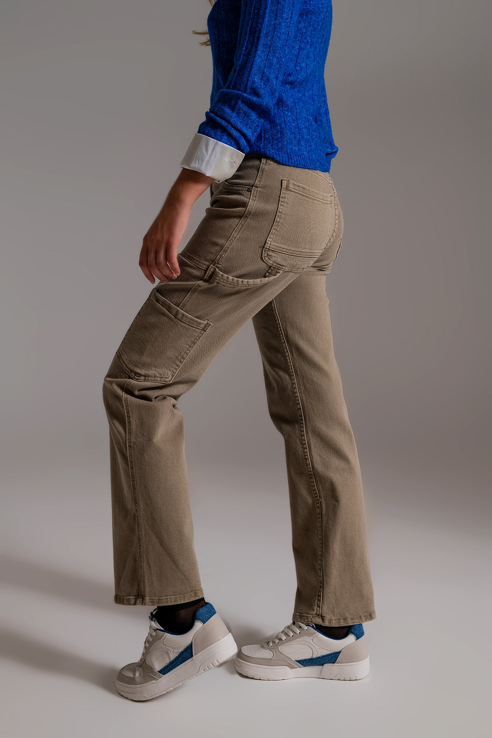 Straight Leg Cargo Pants in brown beige - Trousers
