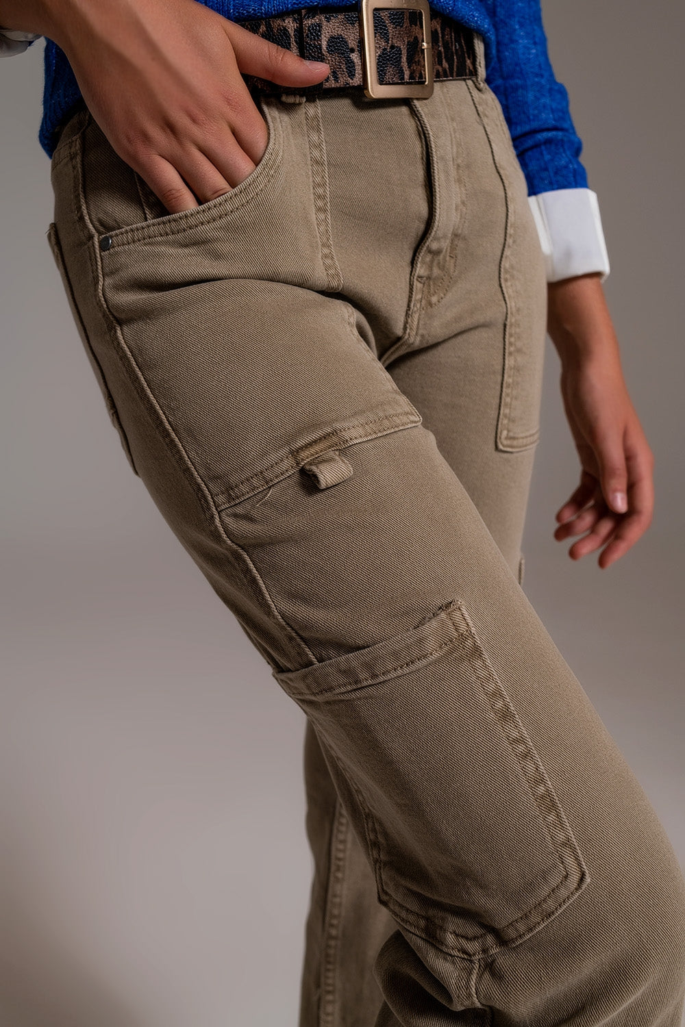 Straight Leg Cargo Pants in brown beige - Trousers