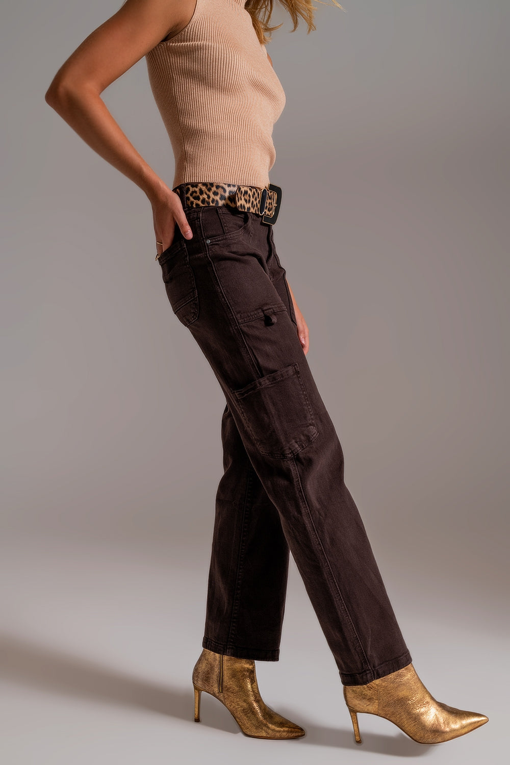 Straight Leg Cargo Pants in brown - Trousers