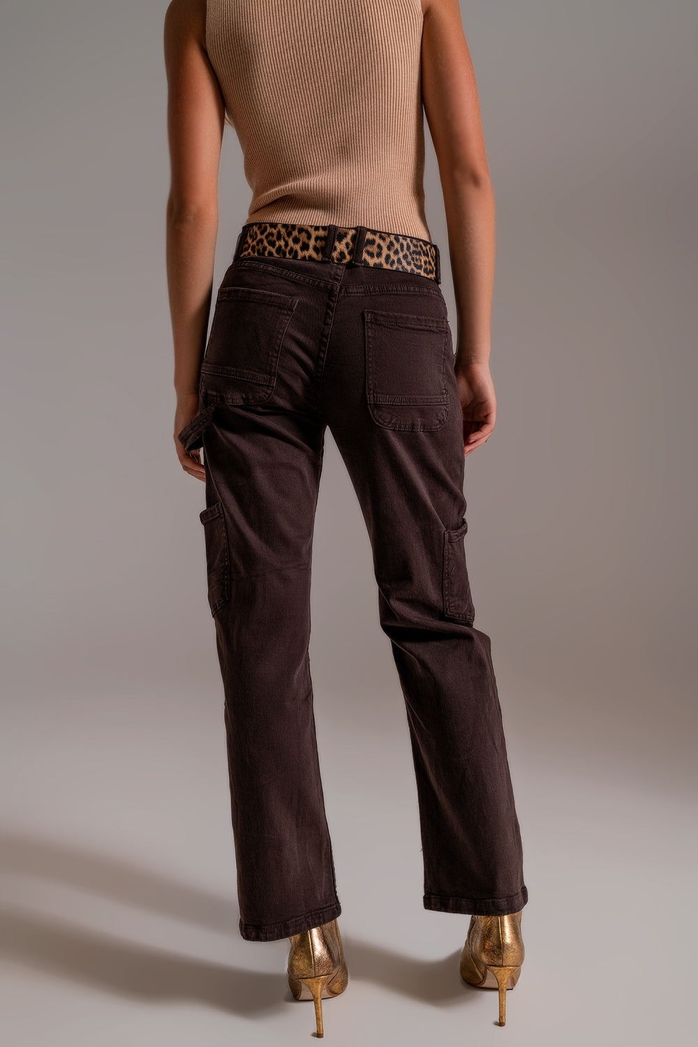 Straight Leg Cargo Pants in brown - Trousers