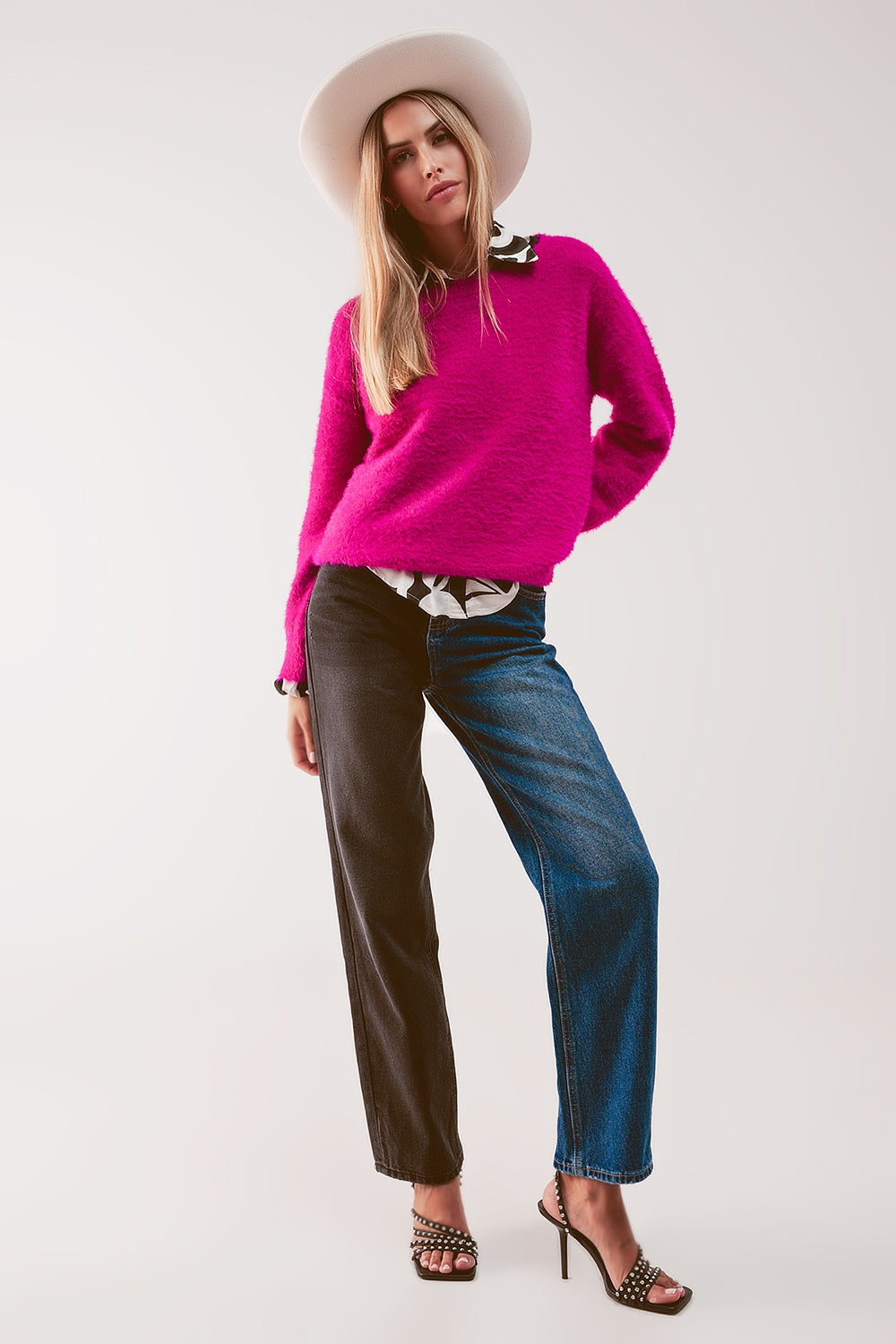 Straight leg color block jeans Q2 Jeans BoutiqueLua