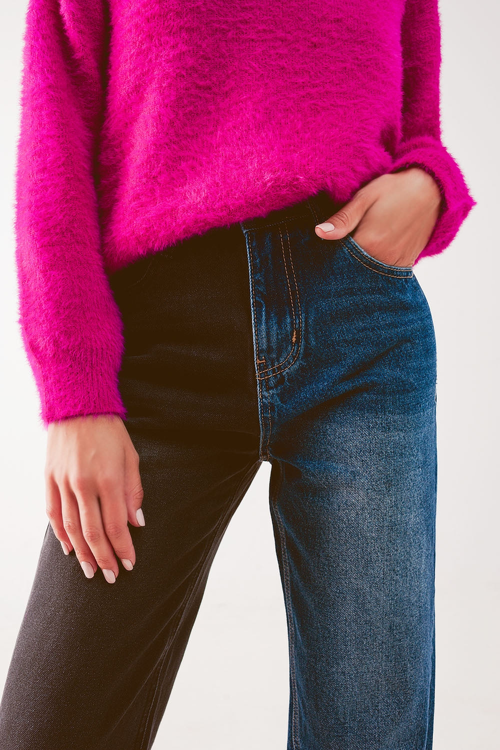 Straight leg color block jeans Q2 Jeans BoutiqueLua