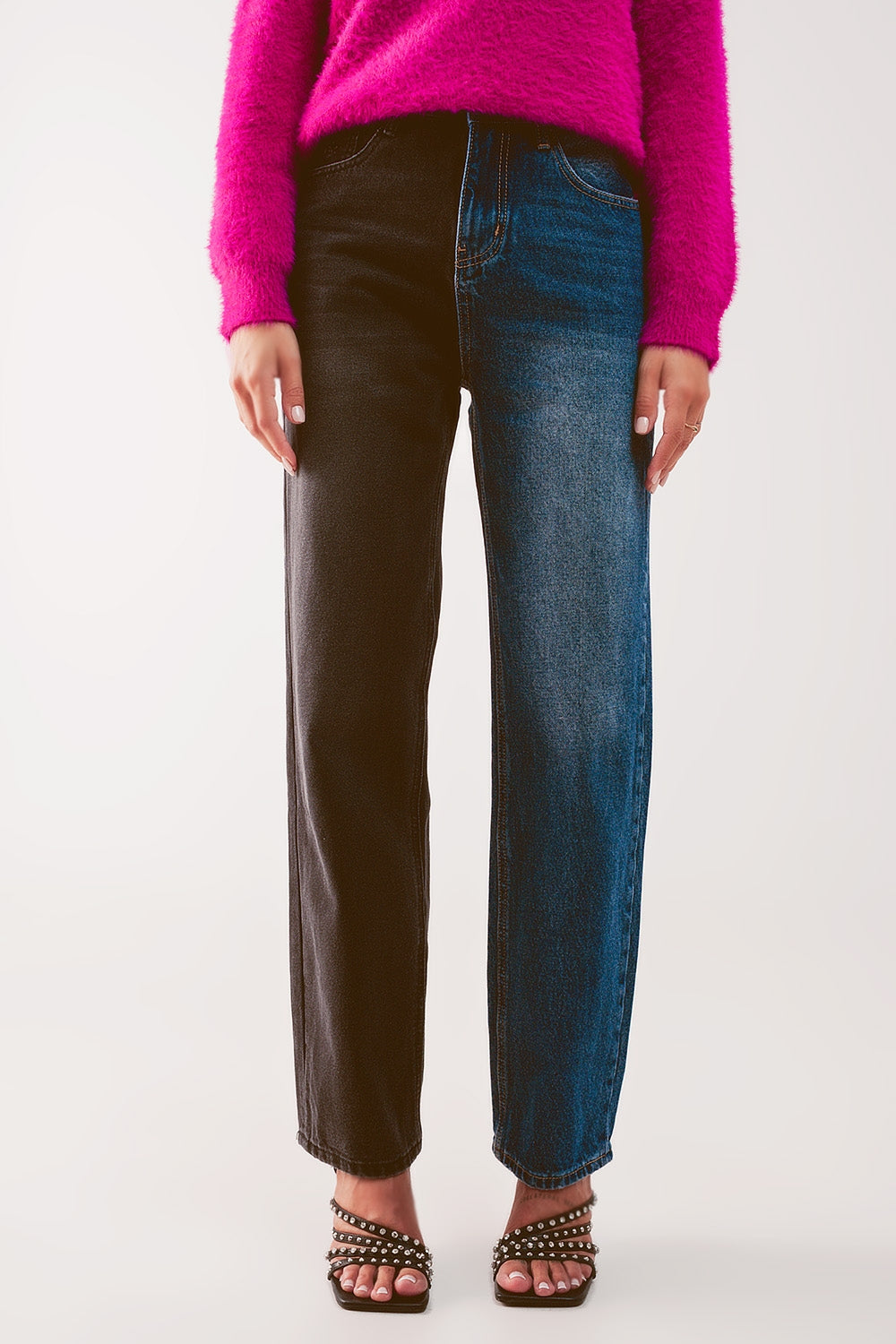 Straight leg color block jeans Q2 Jeans BoutiqueLua