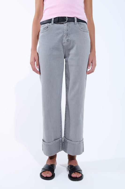 Straight leg Pants with cropped hem in Gray - Jeans