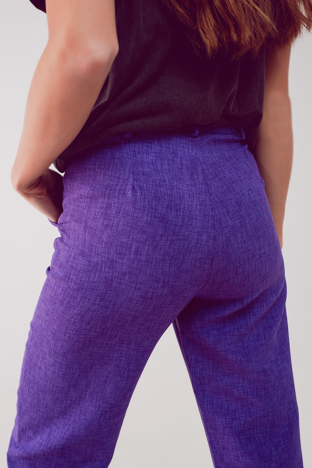 Straight leg tailored pants in purple Q2 Pants BoutiqueLua