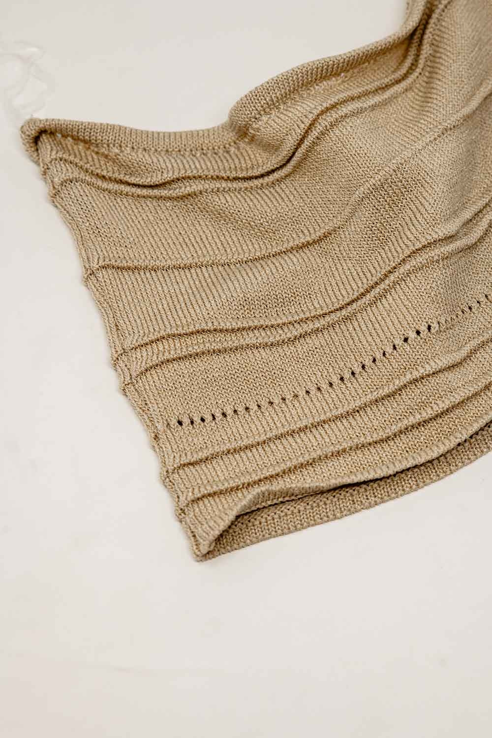 Strapless Knitted bodycon Top In Beige - Tops