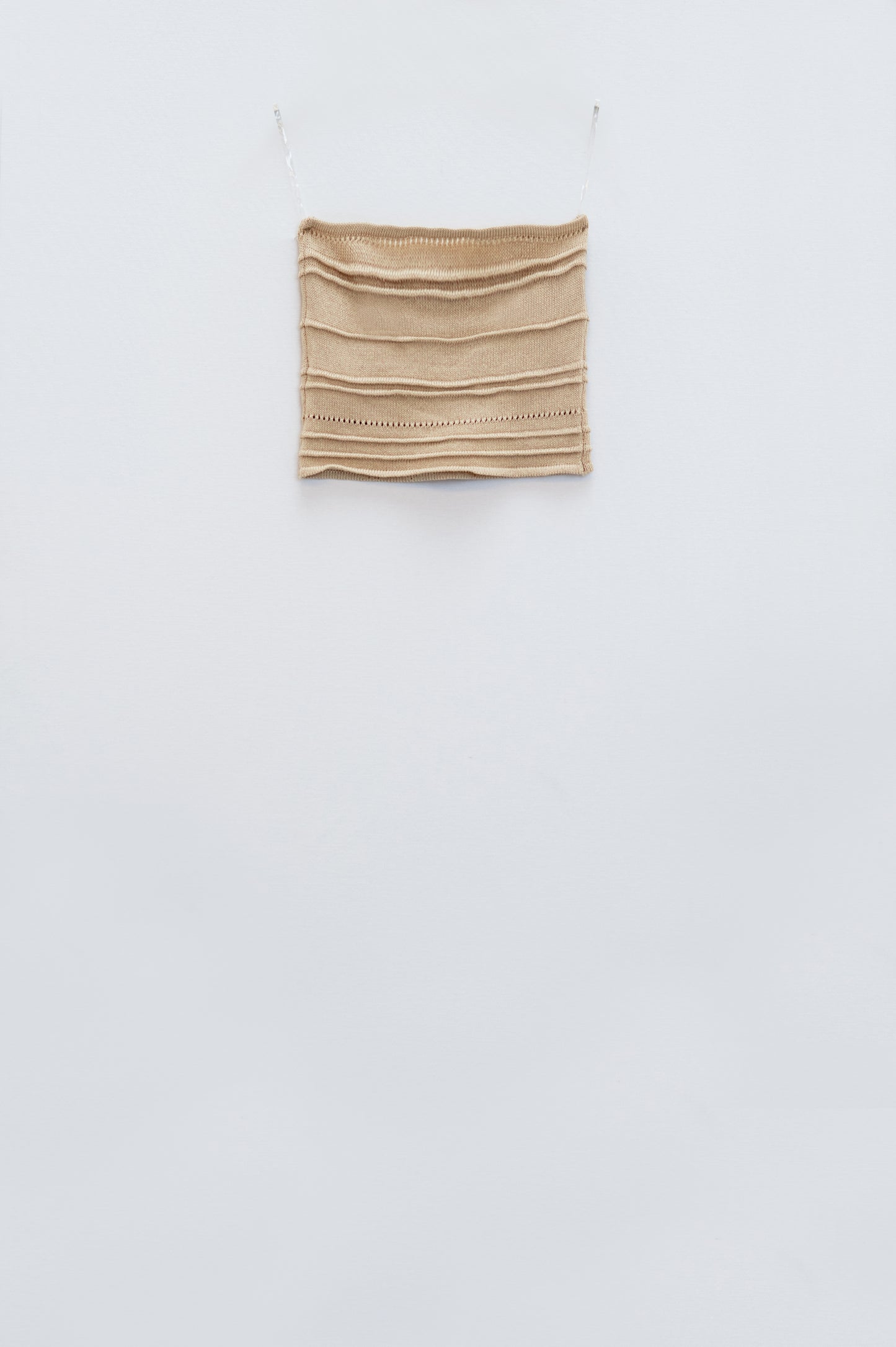 Strapless Knitted bodycon Top In Beige - Tops