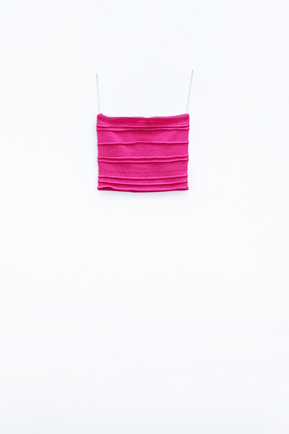 Strapless Knitted bodycon Top In Fuchsia - Tops