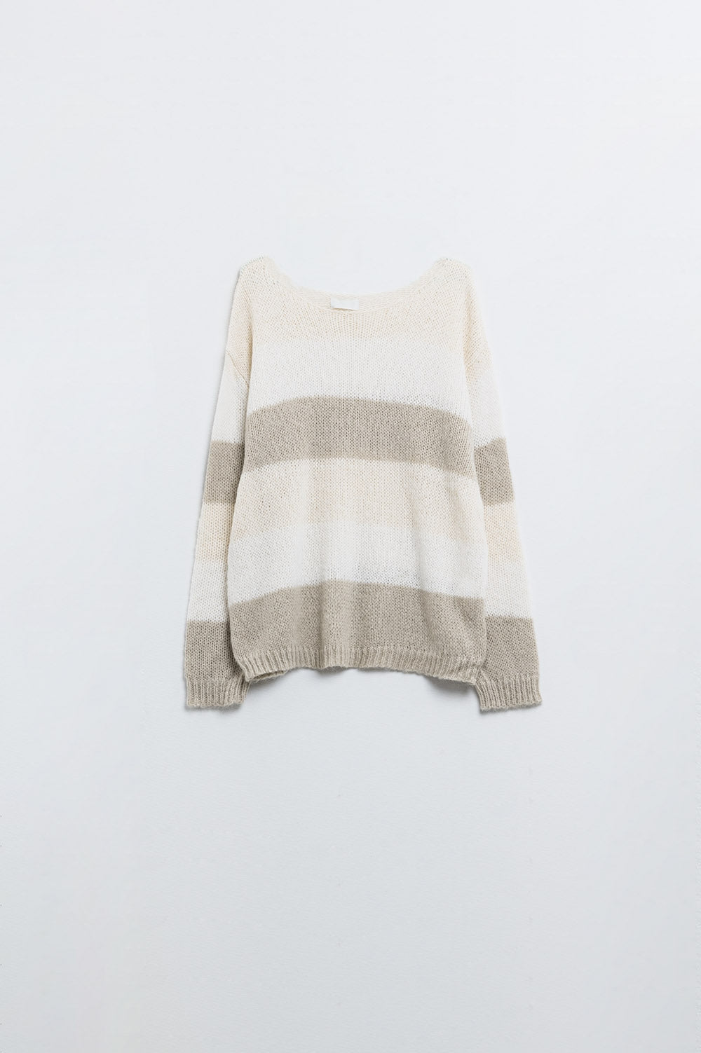 Pull bateau rayé beige