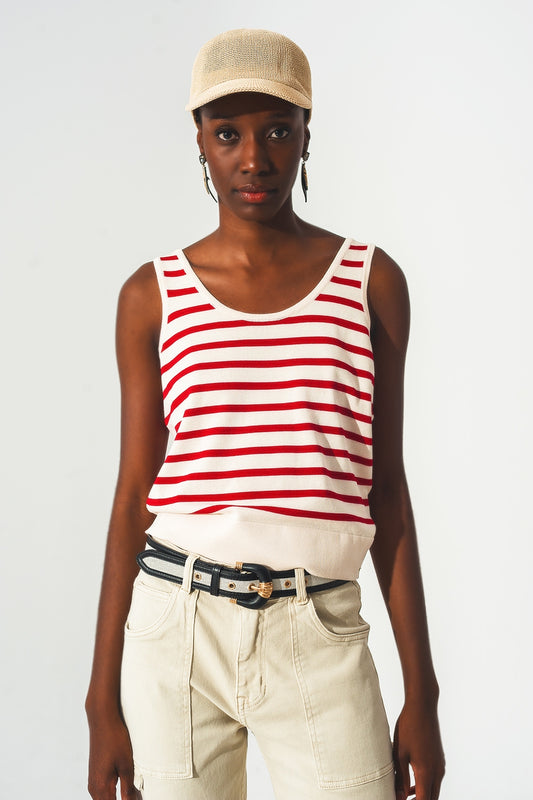 Striped cropped top in red and white - Tops