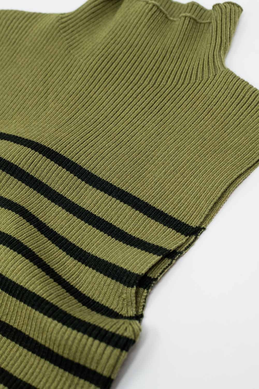 Pull rayé tortue en vert olive
