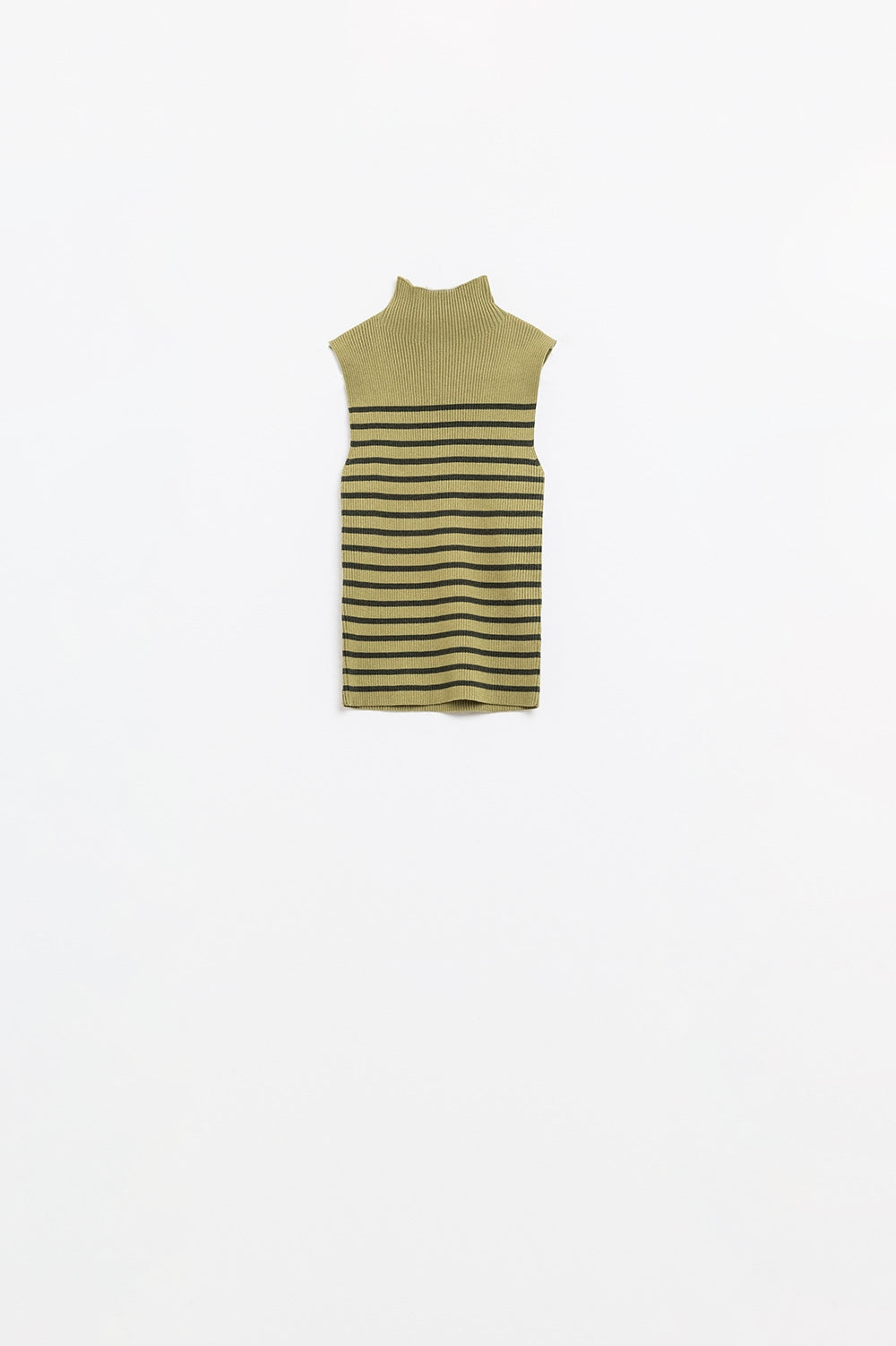 Pull rayé tortue en vert olive