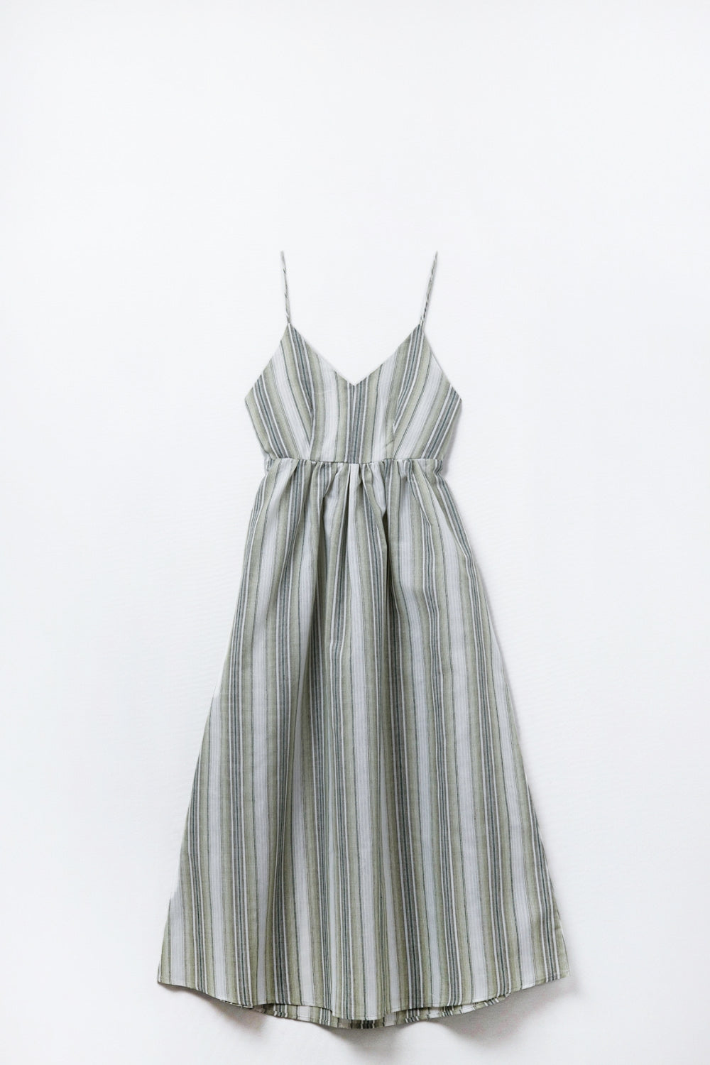 Striped V-Neck Strappy Dress in Green - Dresses