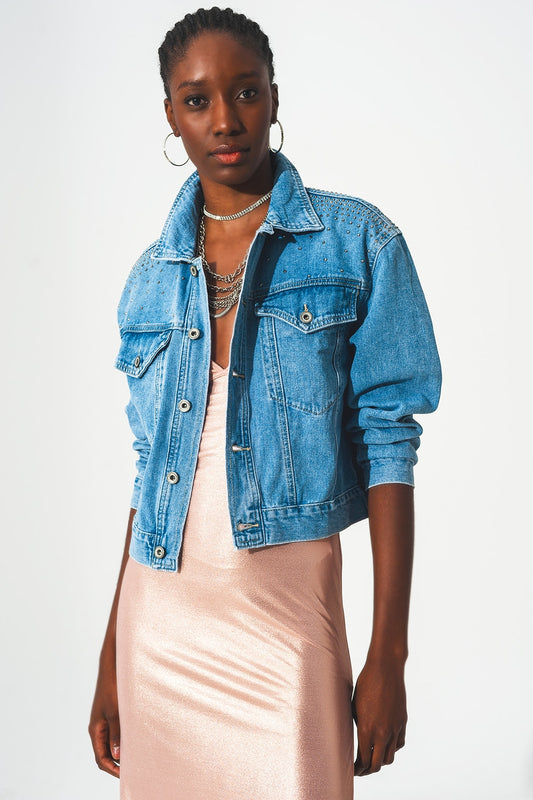Studded denim jacket in blue - Jackets