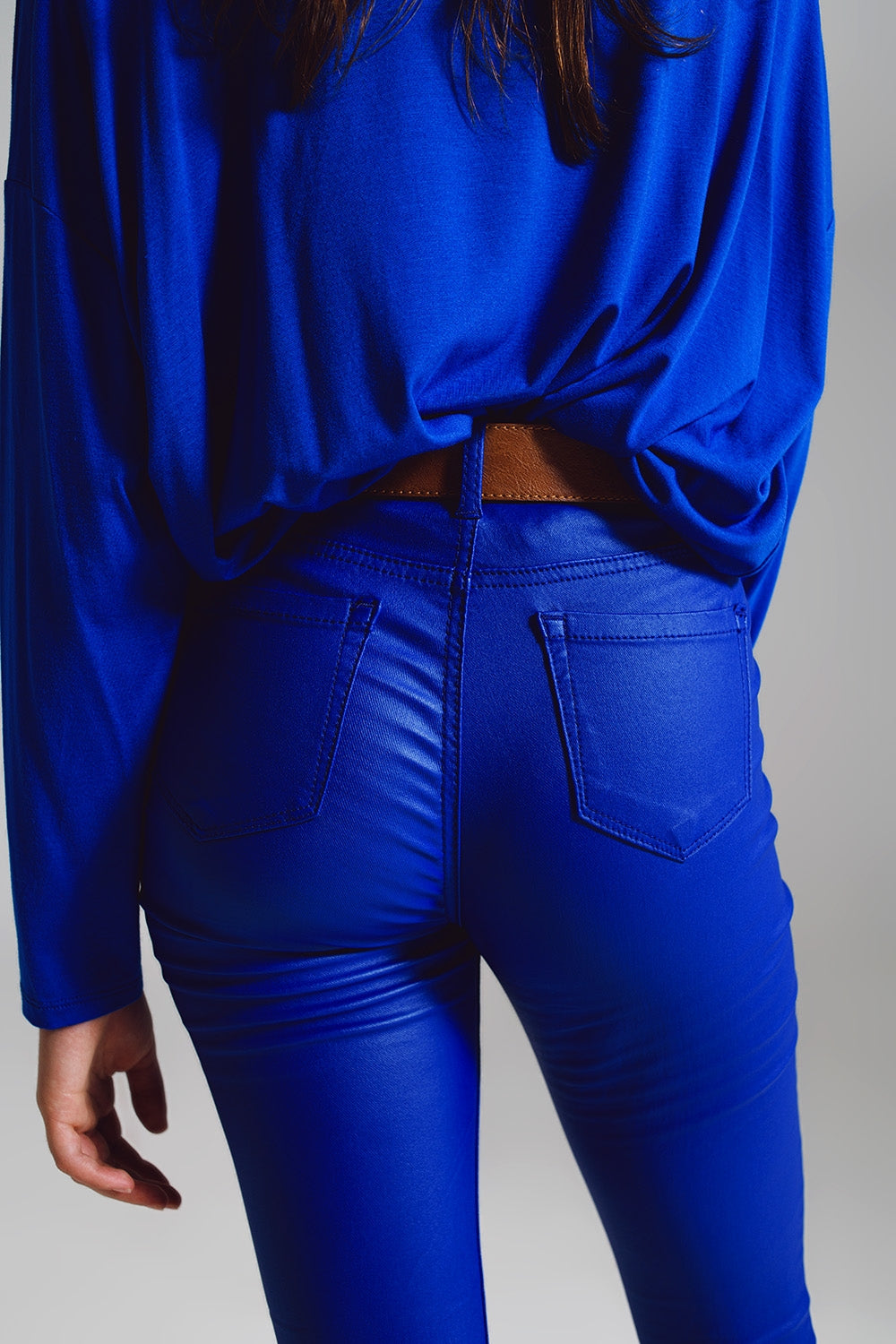 super skinny Pants faux leather in electric blue - Trousers