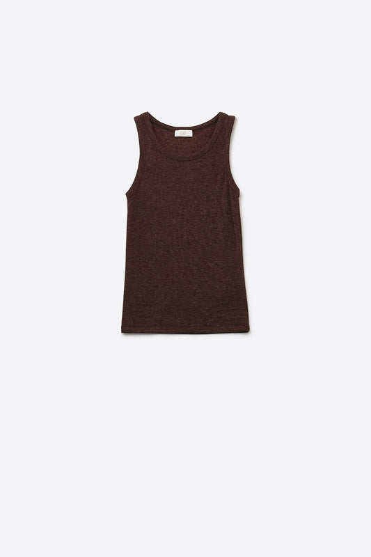 Super Soft Knitted Basic Tank in Chocolate Brown - Tops