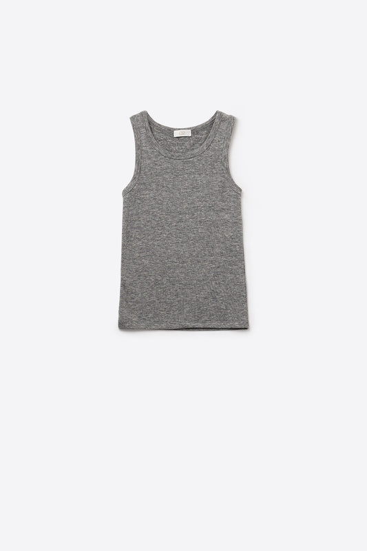Super Soft Knitted Basic Tank in Grey - Tops
