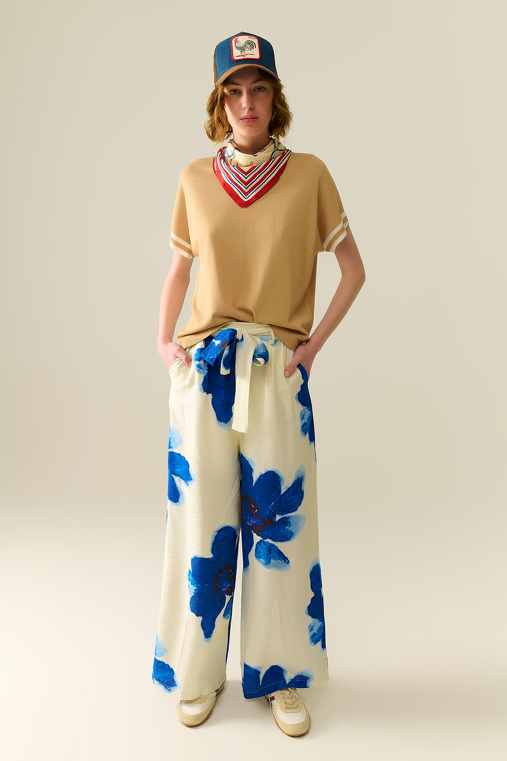 Sweater In Camel with white contrast detail