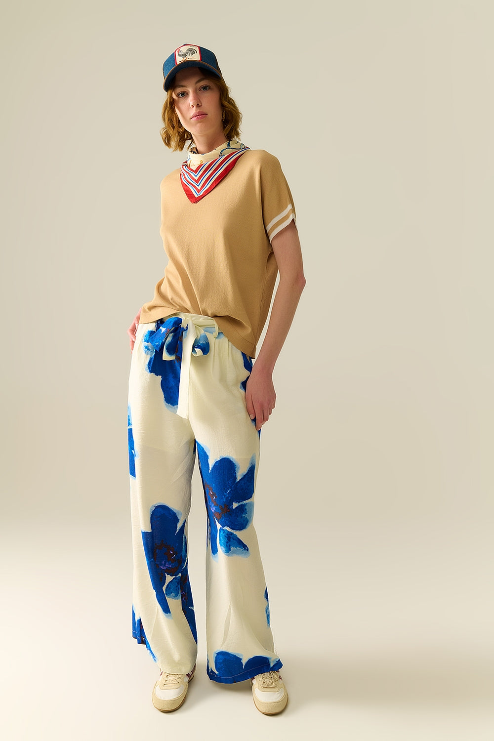 Sweater In Camel with white contrast detail