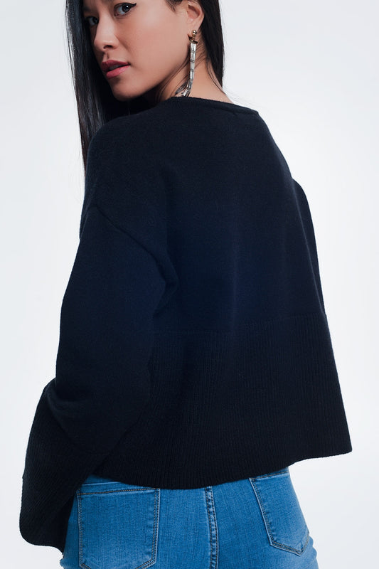 sweater with long sleeves in black - Jumpers