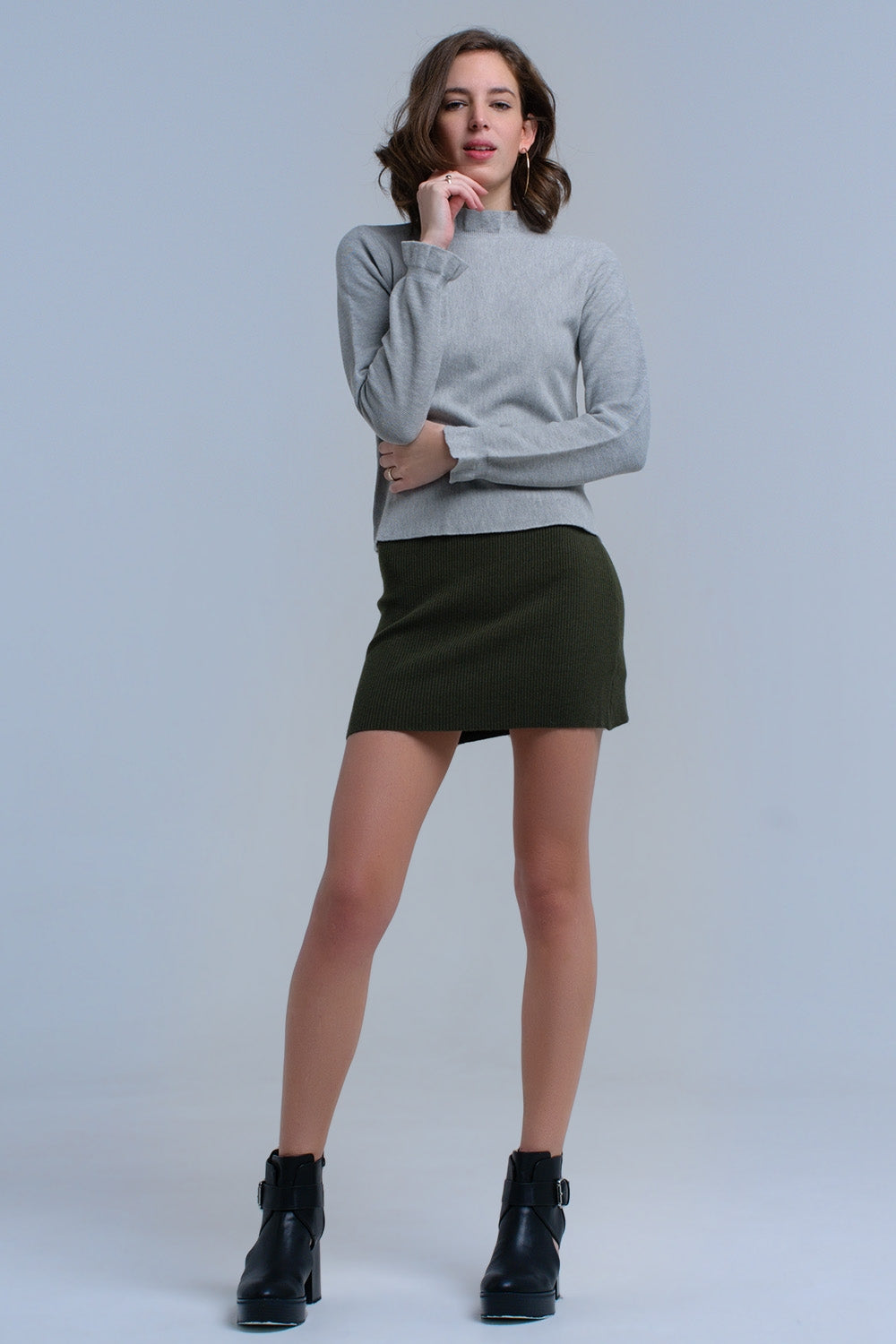 Sweater with ruffle in gray - Jumpers