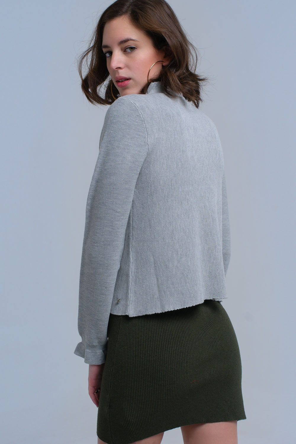 Sweater with ruffle in gray - Jumpers