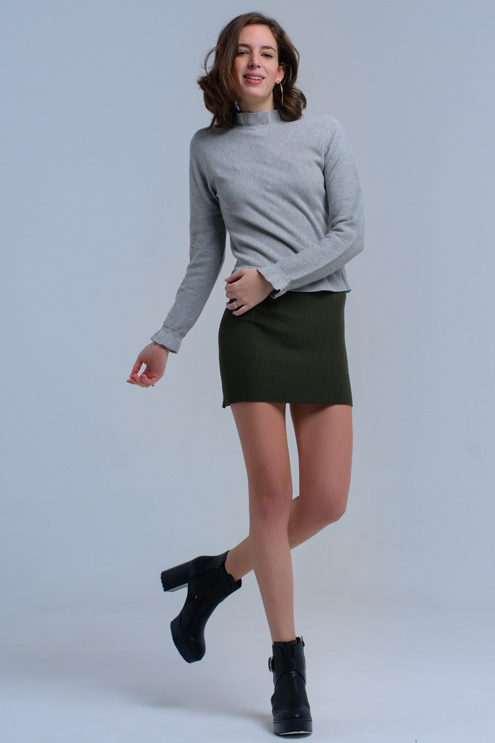 Sweater with ruffle in gray - Jumpers
