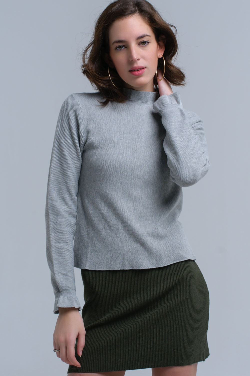 Sweater with ruffle in gray - Jumpers