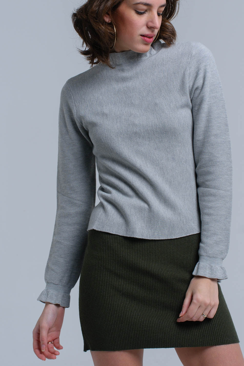 Sweater with ruffle in gray - Jumpers