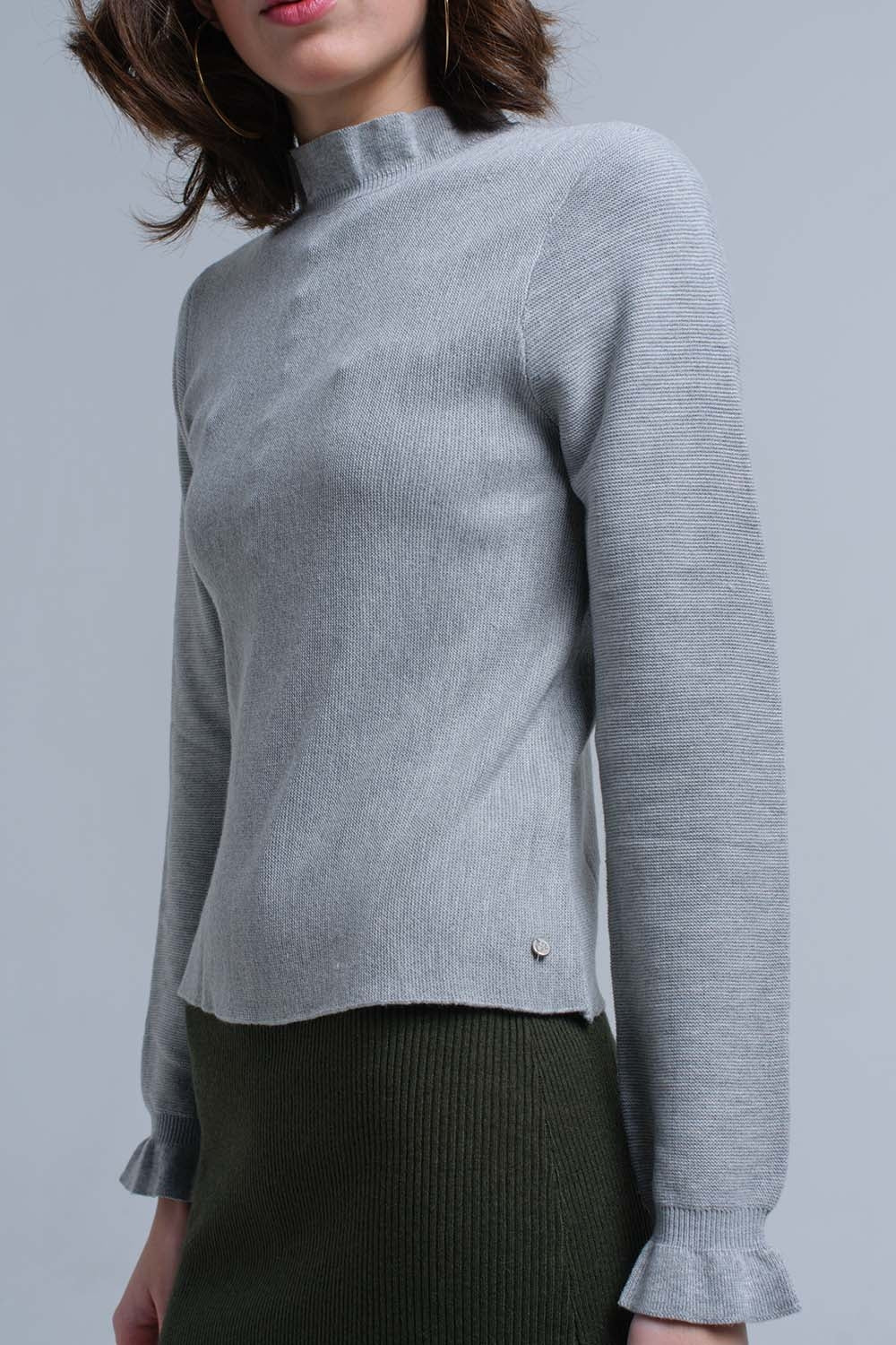 Sweater with ruffle in gray - Jumpers