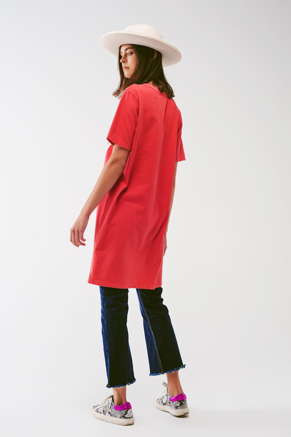 T-shirt Dress with Make It Happen Text in Red Q2 Dresses BoutiqueLua