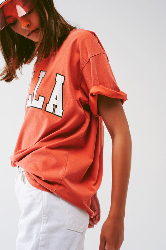 T-Shirt with Bella Text in orange - T-Shirts